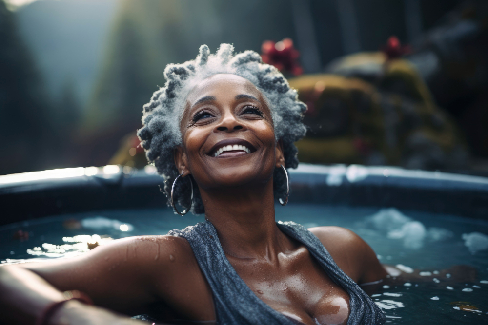 Participant preparing for a guided ice bath
